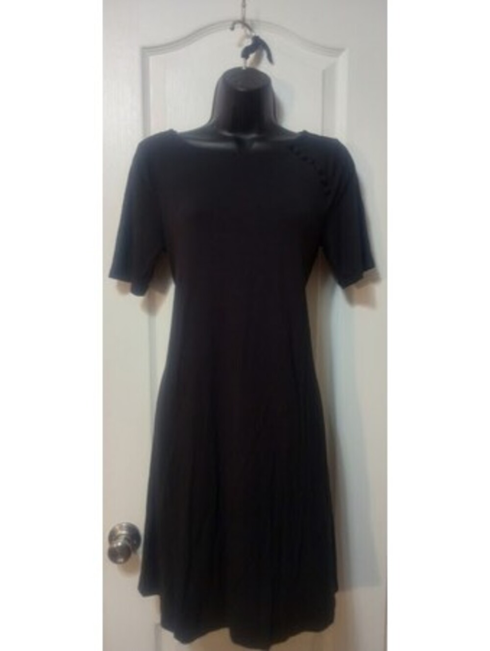 Loft Black Short‑Sleeve Dress | Size Small